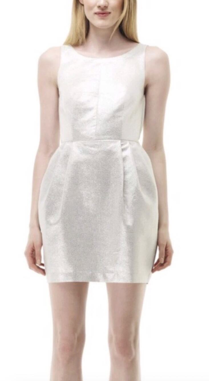 Revolve Club Monaco Lana Dress in Silver Jacquard Mini Dress Sleeveless 00 XXS